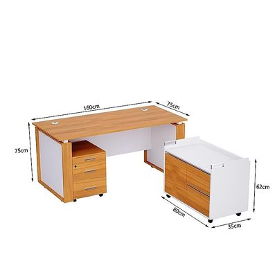 Zelda Melamine M191-16 L Shape Modern Desk Side Return Storage Unit with 2 Drawers - Light Walnut/White