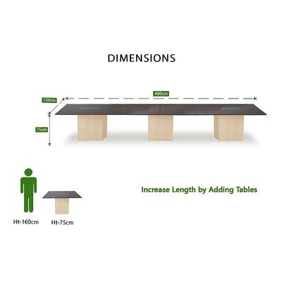 Project 7 Rec 480 16 Square Modular Conference Office Table And Contemporary Setup With Aluminium Centre Cable Management Walnut