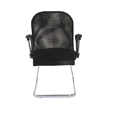 Executive Mesh Office Chair With Adjustable Seat Design And Breathable Mesh Backrest- Easy Mobility Castors - Black (Without Draft Kit, Visitors Chair)