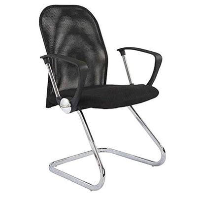 Executive Mesh Office Chair With Adjustable Seat Design And Breathable Mesh Backrest- Easy Mobility Castors - Black (Without Draft Kit, Visitors Chair)