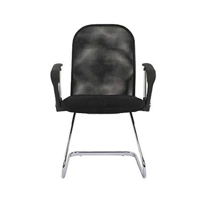 Executive Mesh Office Chair With Adjustable Seat Design And Breathable Mesh Backrest- Easy Mobility Castors - Black (Without Draft Kit, Visitors Chair)