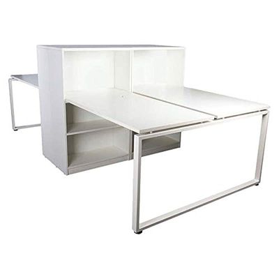 Projekt Modern Workstation Design With Side Cabinet Bookcase Metal Frame (280 CM)