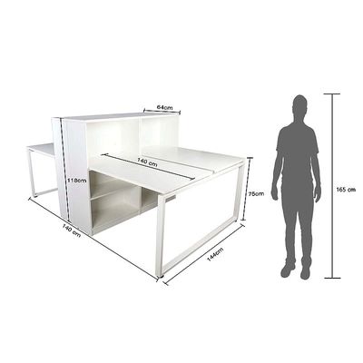 Projekt Modern Workstation Design With Side Cabinet Bookcase Metal Frame (280 CM)