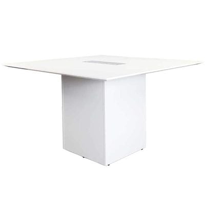 Projekt 7 Rec 120 Square Modular Conference Table - White Modern Executive Modular Rectangular Conference Desk Fitted with Aluminium Centre Cable Manager