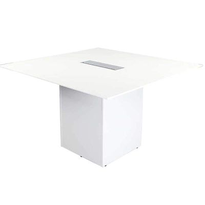 Projekt 7 Rec 120 Square Modular Conference Table - White Modern Executive Modular Rectangular Conference Desk Fitted with Aluminium Centre Cable Manager