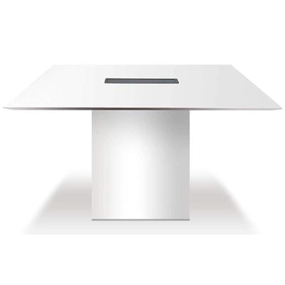 Projekt 7 Rec 120 Square Modular Conference Table - White Modern Executive Modular Rectangular Conference Desk Fitted with Aluminium Centre Cable Manager