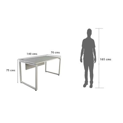 Melamine On Particle Board Projekt 1400T Modern Office Desk Dual Tone Stylish Square Metal Legs -W140Cms X D75Cms X H75Cms (White) PX31400T