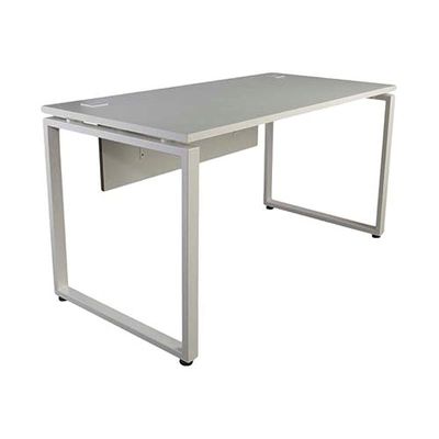 Melamine On Particle Board Projekt 1400T Modern Office Desk Dual Tone Stylish Square Metal Legs -W140Cms X D75Cms X H75Cms (White) PX31400T