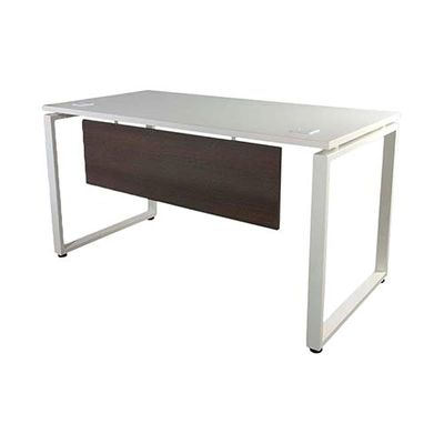 Melamine On Particle Board Projekt 1400T Modern Office Desk Dual Tone Stylish Square Metal Legs -W140Cms X D75Cms X H75Cms (White) PX31400T