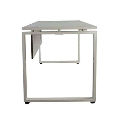 Melamine On Particle Board Projekt 1400T Modern Office Desk Dual Tone Stylish Square Metal Legs -W140Cms X D75Cms X H75Cms (White) PX31400T