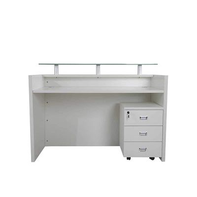 R06 Reception Desk for Office, Hotel- 140cm, White