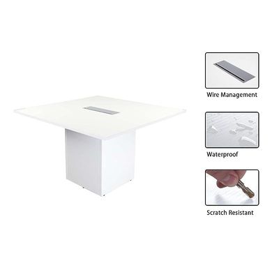 Ultra-Modern Projekt 7 Rec 360 12 Seater Square Modular Conference Table, Cable Management Dual Tone Finish by - White