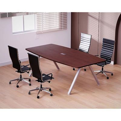 Incontro Modern Conference Table- Alluring and Functional Conference Desk with Cable Manager and Steel legs (180cm, Apple Cherry)