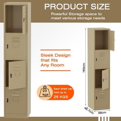 Victory Steel Japan Compartment Storage Steel Locker Filing Cabinet (Four Doors, Beige)