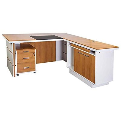 Zelda Melamine Modern Desk Storage Unit with 3 Drawers Dual Tone finish - Brown/White