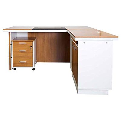 Zelda Melamine Modern Desk Storage Unit with 3 Drawers Dual Tone finish - Brown/White