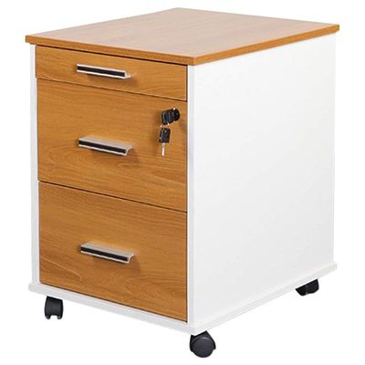 Zelda Melamine Modern Desk Storage Unit with 3 Drawers Dual Tone finish - Brown/White