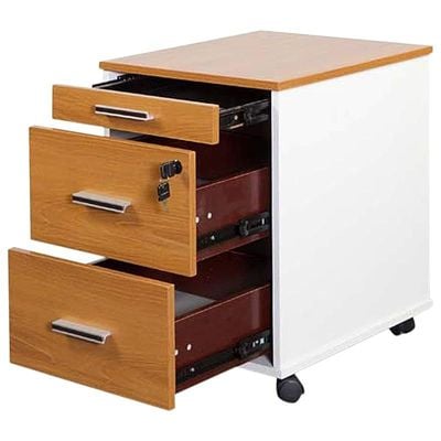 Zelda Melamine Modern Desk Storage Unit with 3 Drawers Dual Tone finish - Brown/White