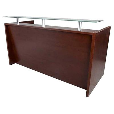 Harrera R06-14 Modern Reception Desk with Lockable 3 Drawer Filing Cabinet - White (180cm, Apple Cherry)