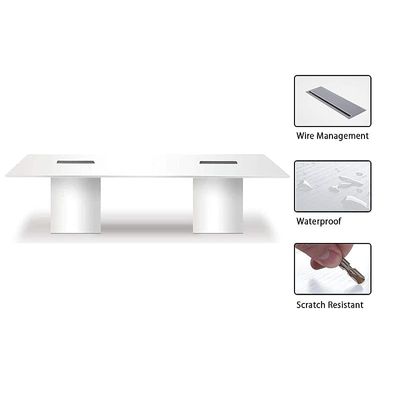 Ultra-Modern Projekt 7 Rec 240 8 Seater Square Modular Conference Table, Cable Management Dual Tone Finish By - White
