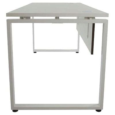 Melamine On Particle Board Projekt 1600T Modern Office Desk Dual Tone Stylish Square Metal Legs-W160Cms X D75Cms X H75Cms (White) PX31600T