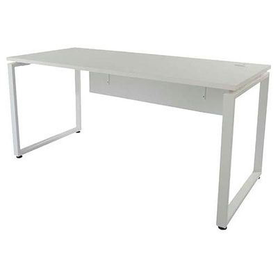 Melamine On Particle Board Projekt 1600T Modern Office Desk Dual Tone Stylish Square Metal Legs-W160Cms X D75Cms X H75Cms (White) PX31600T