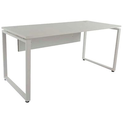 Melamine On Particle Board Projekt 1600T Modern Office Desk Dual Tone Stylish Square Metal Legs-W160Cms X D75Cms X H75Cms (White) PX31600T