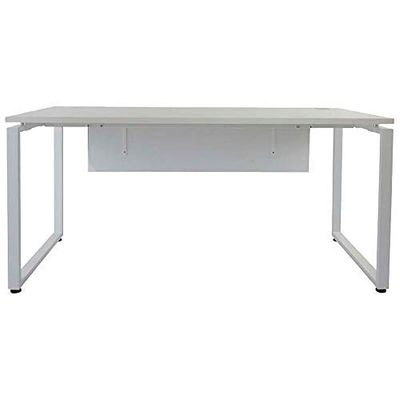 Melamine On Particle Board Projekt 1600T Modern Office Desk Dual Tone Stylish Square Metal Legs-W160Cms X D75Cms X H75Cms (White) PX31600T