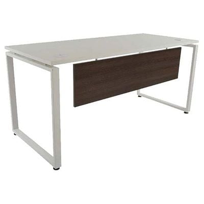 Melamine On Particle Board Projekt 1600T Modern Office Desk Dual Tone Stylish Square Metal Legs-W160Cms X D75Cms X H75Cms (White) PX31600T