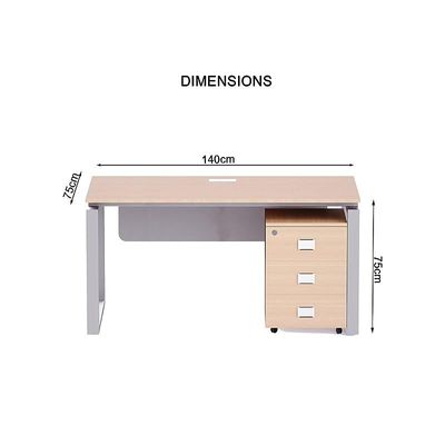 Carre Modern Workstation Desk Steel Square Metal Legs With Silver Modesty Panel (140cm, Oak)