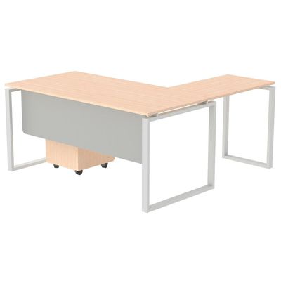 Carre 5114L Modern Workstation Desk Contemporary Look Office Table With 3 Drawers Mobile Storage - W140Cms X D160Cms X H75Cms (White) (140cm, Oak)