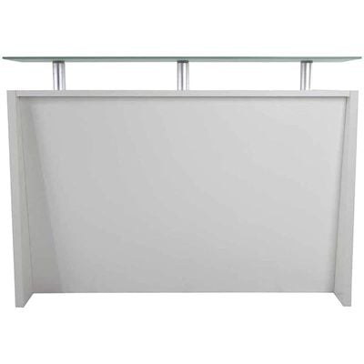 Harrera R06-14 Modern Reception Desk with Lockable 3 Drawer Filing Cabinet - White (140cm, White)