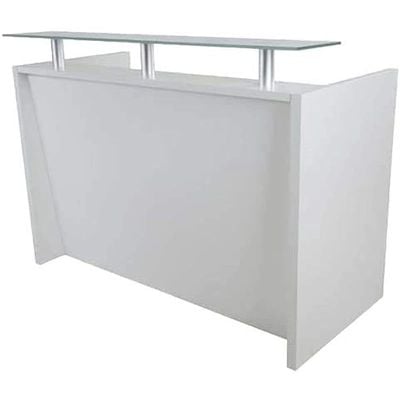 Harrera R06-14 Modern Reception Desk with Lockable 3 Drawer Filing Cabinet - White (140cm, White)