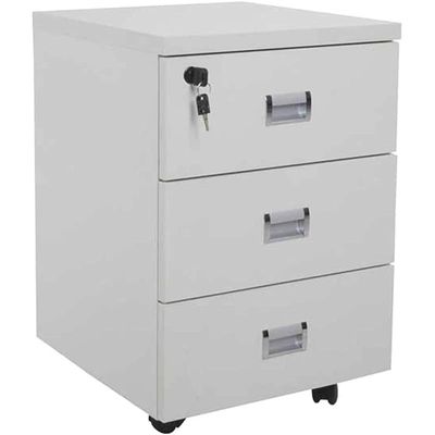 Harrera R06-14 Modern Reception Desk with Lockable 3 Drawer Filing Cabinet - White (140cm, White)