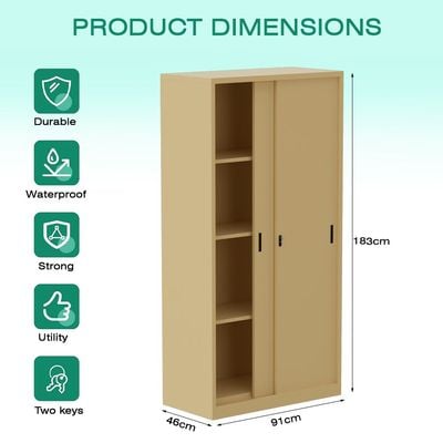 Victory Steel Japan OEM Glass Sliding Door Steel Bookshelf (Steel Sliding Door)