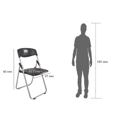 Kelvin S234 Folding Chair - Ergonomic &amp; Comfortable Plastic Folding Chair - Seat and Back Made Of Polypropylene With Powder Coated Frame - (Black)