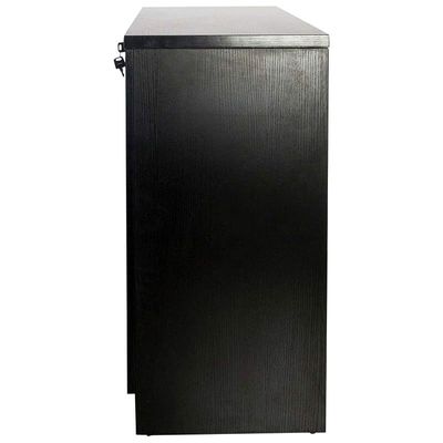 Melamine On Mdf 1147 - Contemporary and Tough Wooden Storage Cabinet With Three Drawer Storage - W120Cms X D40Cms X H80Cms (Black)