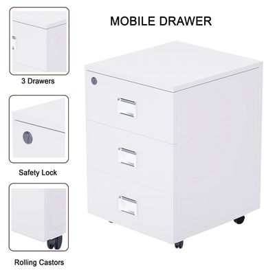 Carre 5114L Modern Workstation Desk Contemporary Look Office Table With 3 Drawers Mobile Storage - W140Cms X D160Cms X H75Cms (White) (140cm, White)