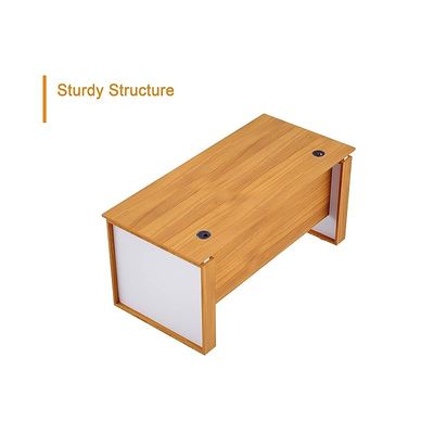 Zelda Contemporary Office Desk with Three Drawer Filing Cabinet - Light Walnut/White (120Cm)