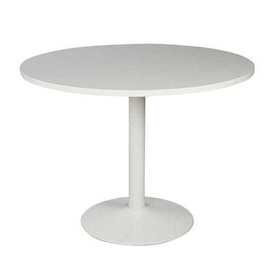 Projekt Round Conference Table - White - Elegant &amp; Functional - Modern Office Table Organiser with Metal Base and Melamine Finish on Top, PX7-100CONFWH