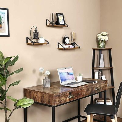 Vasagle Floating Shelves Wall Mounted, Industrial Shelf, Set Of 3, Stable Display Stand For Living Room, Bathroom, Kitchen, Rustic Brown Ulws33Bx, &amp; Black by Mahmayi