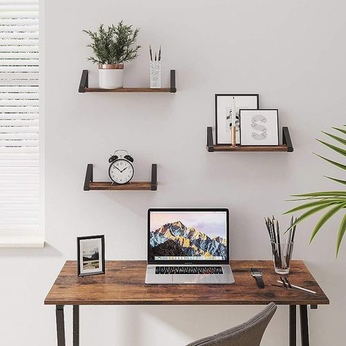 Floating Shelves Wall Mounted, Industrial Shelf, Set Of 3, Stable Display Stand For Living Room, Bathroom, Kitchen, Rustic Brown Ulws33Bx, &amp; Black