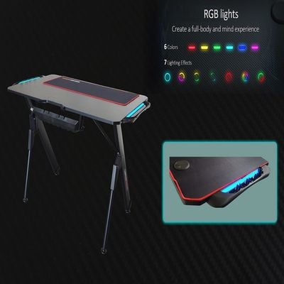 Mahmayi Contra Gaming Desk with RGB Lights YK V2-1060 Table for Home Office with Cable Management and YK V2 Mouse Pad