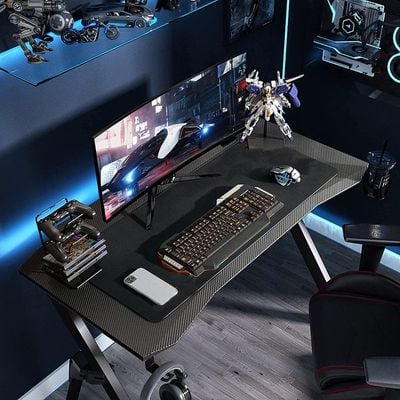 Mahmayi Contra Gaming Desk with RGB Lights YK V2-1060 Table for Home Office with Cable Management and YK V2 Mouse Pad