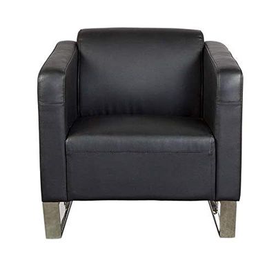 Mahmayi 2850 Single Seater Sofa in Black PU Leather with Loop Leg Design - Comfortable Lounge Seat for Living Room, Office, or Bedroom (1-Seater, Black, Loop Leg)