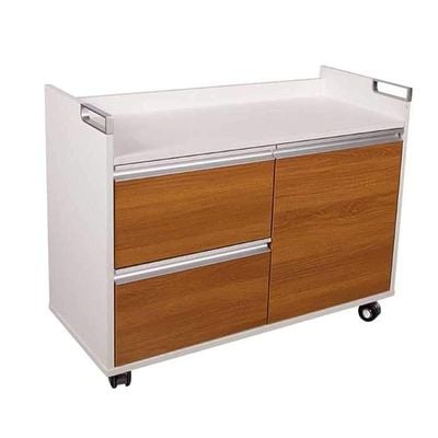 Zelda SR02 Modern Side Rteurn Rolling Drawer - storing space dextrally equipped 2 drawers - Light Walnut/White (Brown)