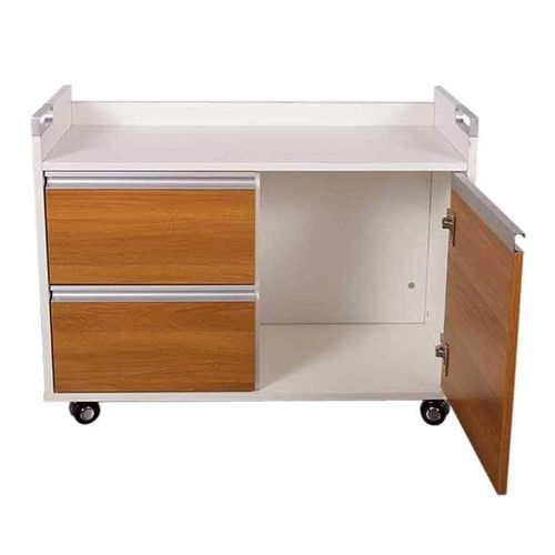 Zelda SR02 Modern Side Rteurn Rolling Drawer - storing space dextrally equipped 2 drawers - Light Walnut/White (Brown)
