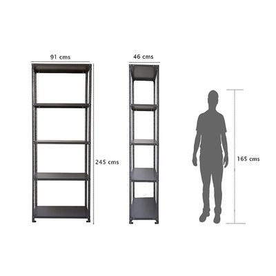 Stainless Steel Stahl Slotted Angle Shelving Rack- Traditional &amp; Compact Style Shelves and Racks with Dark Grey Finish on Stainless Steel