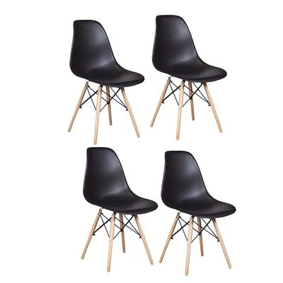 Vogue Dining Chairs, H 107 x W 42 x D 56 cm, Set Of 4, Beige/Black, RICOV1