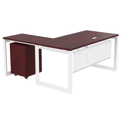 Mahmayi Vorm 136-14L  Modern Workstation Desk with Mobile Drawer for Home Office, Study, and Workstation Use - Stylish and Functional Furniture Solution (L-Shaped, Apple Cherry, 140cm)